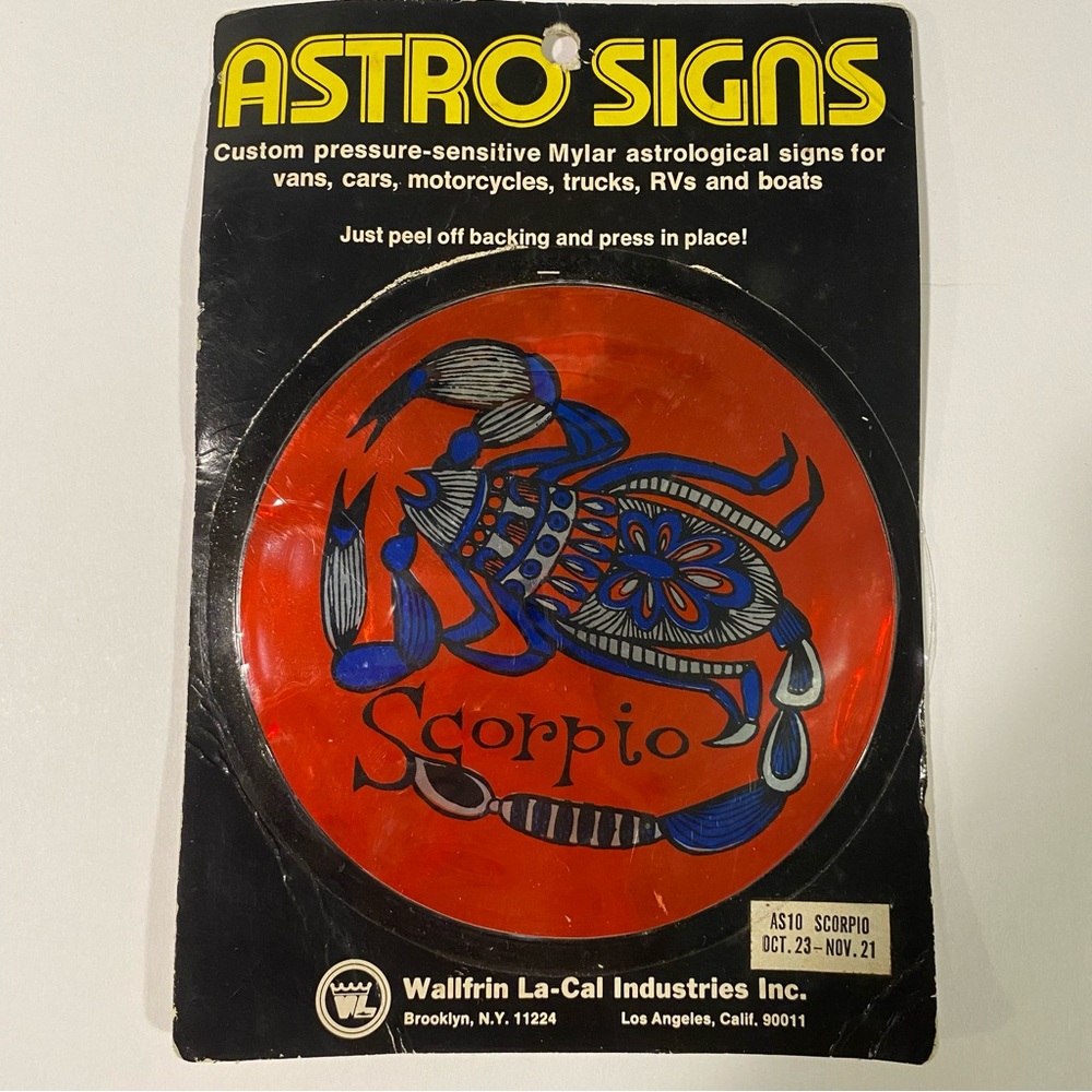 Vintage 70s Wallfrin Astro Signs Zodiac Astrology Sticker Decal Scorpio ♏️
